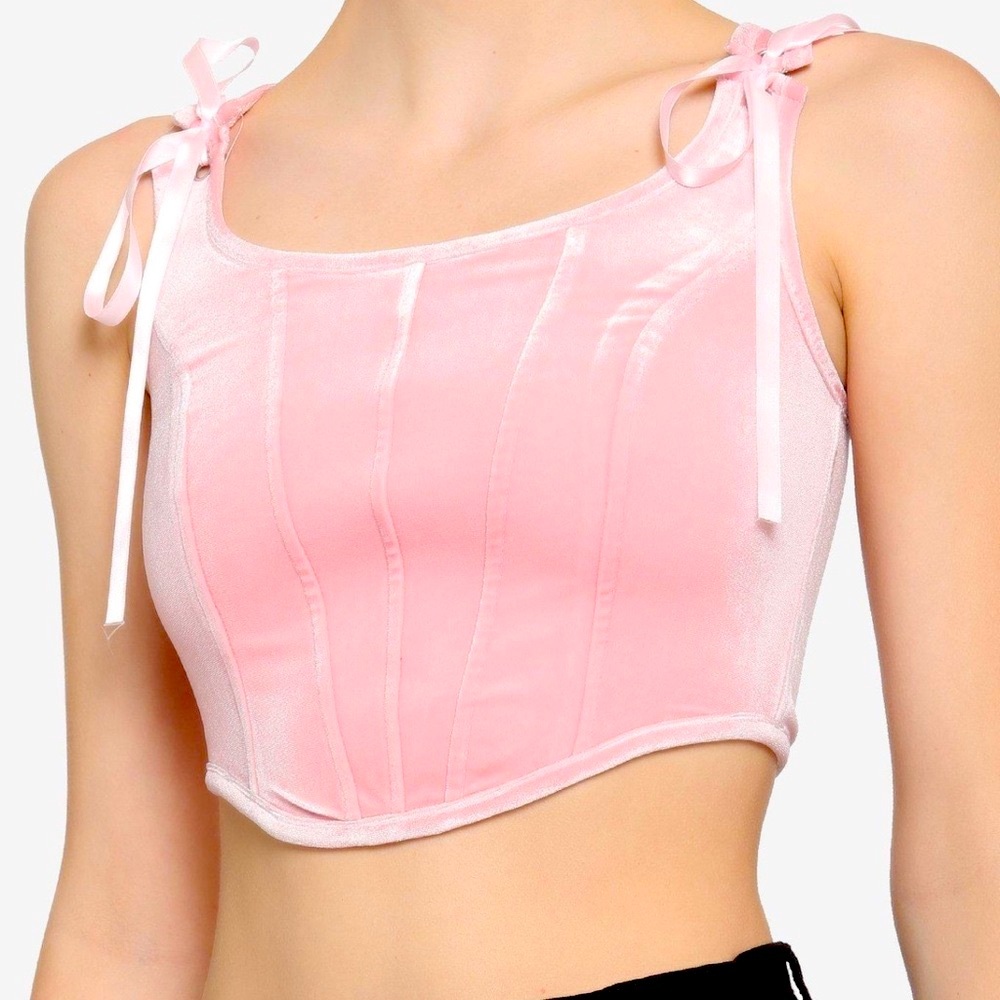 Hot Topic Pink Velvet Corset Top
